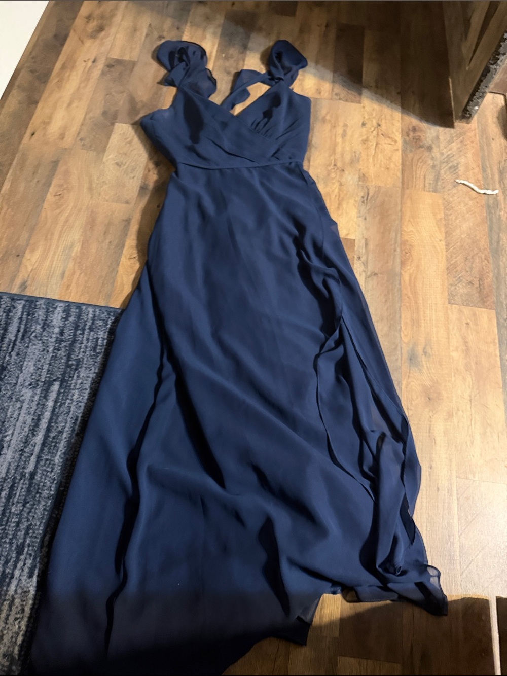 Navy Blue Twist-Strap Maxi Dress